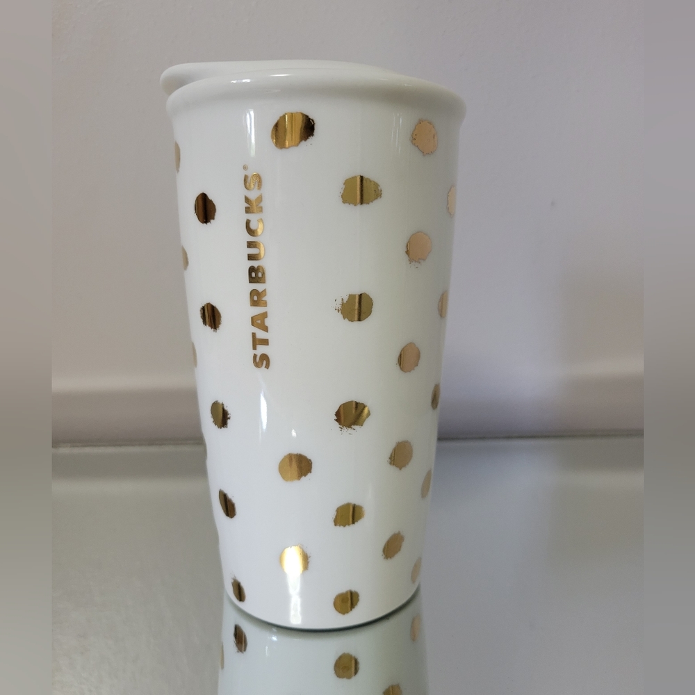 Starbucks White and Gold Limited Edition Ceramic Mug/Tumbler 10oz